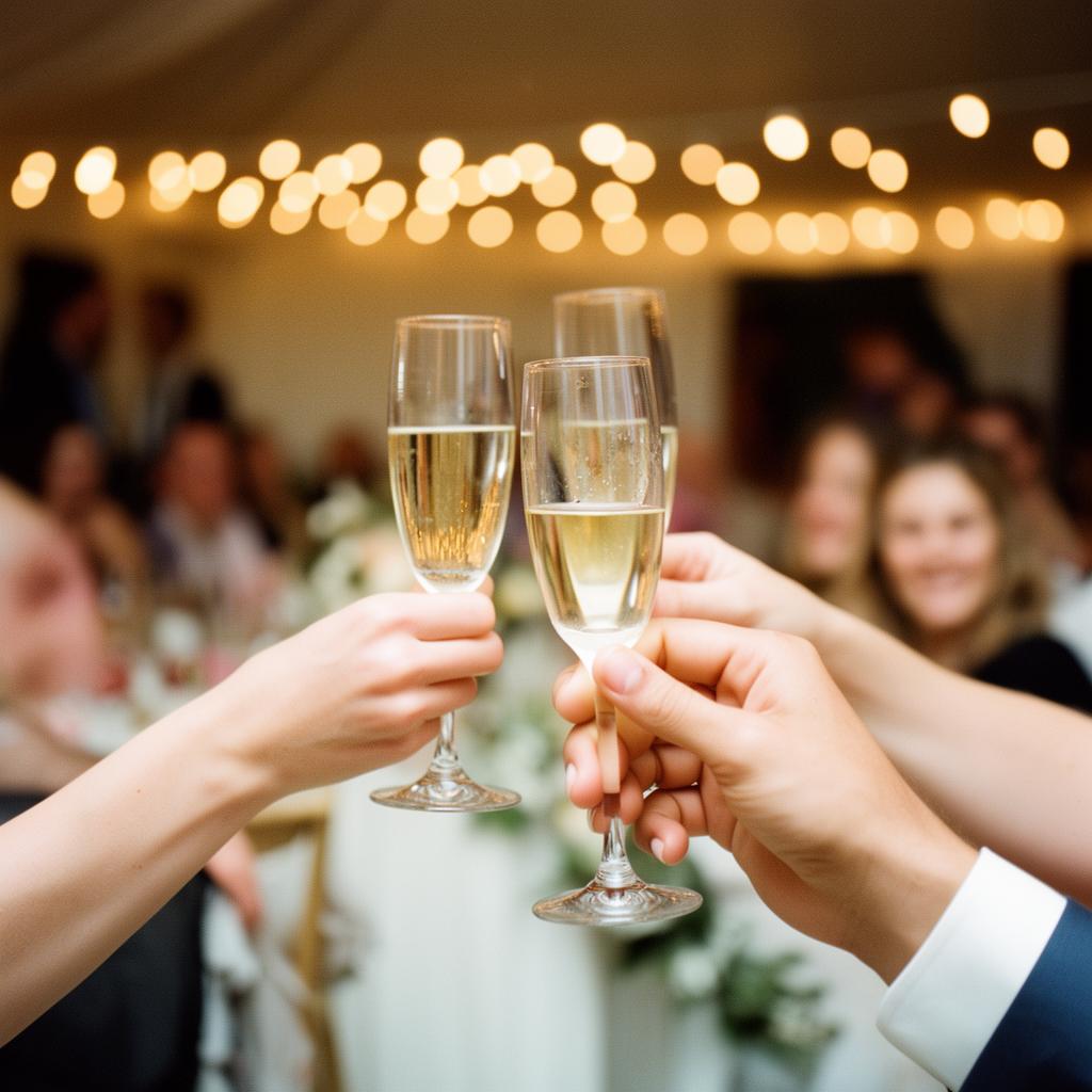 Anstoßen mit Champagner bei der Hochzeitsfeier